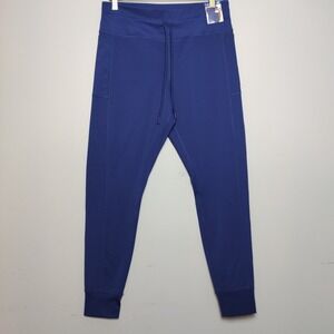 Lole Solid Blue Athletic Jogger Pants Side Pockets Drawstring Size Large